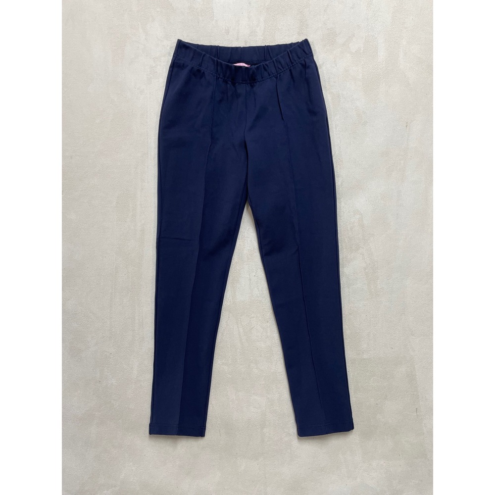 Lilly Pulitzer Navy Blue Pintuck Stretch Knit Pull On Trousers Pants Medium